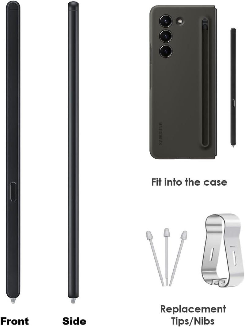 SLQ Z Fold 6/Fold 5 Slim S Pen Fold Edition 4096 Pressure Levels Compatible with Galaxy Z Fold 6/5 Phones Only, Fold 5 Pen Slim 1.5mm Pen Tip, with 3*Tips (Black) - Image 3